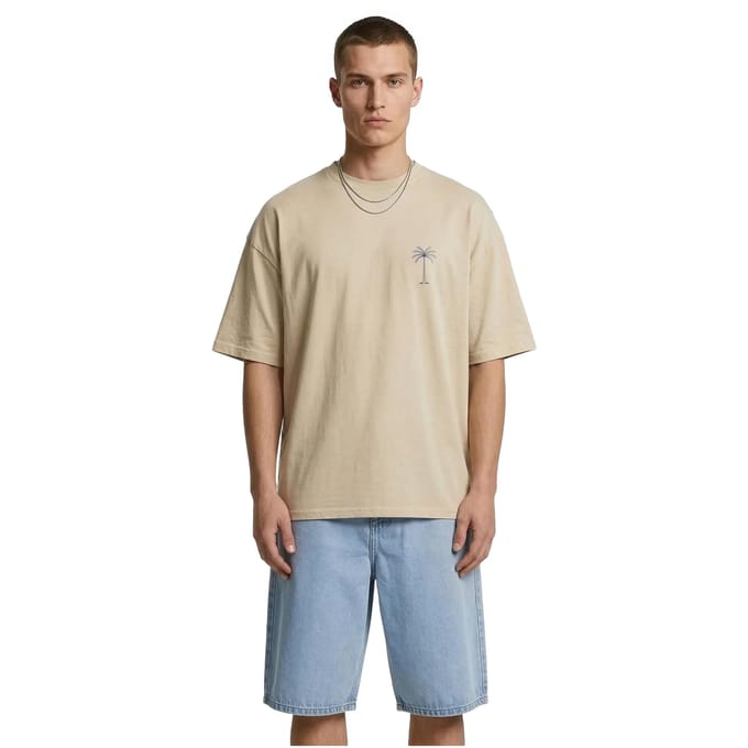 Urban Classics - Palm Logo Loose Dames Tshirt - M - Creme