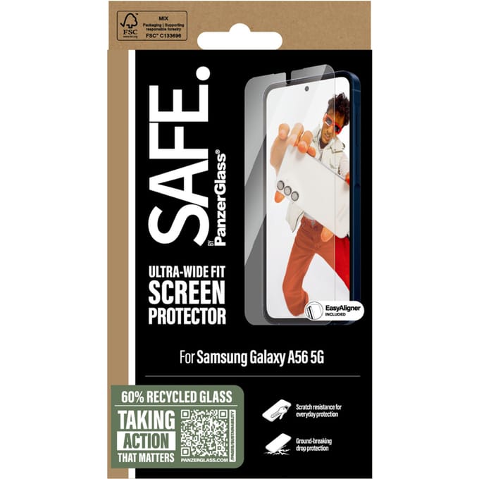 SAFE by PanzerGlass Screenprotector geschikt voor Samsung Galaxy A56 Glazen | SAFE by PanzerGlass Ultra-Wide-Fit Screenprotector - Case Friendly
