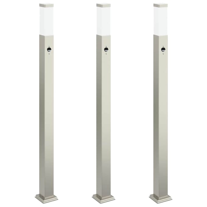 vidaXL Bolderverlichting met sensor 3 stuks 110 cm RVS IP44