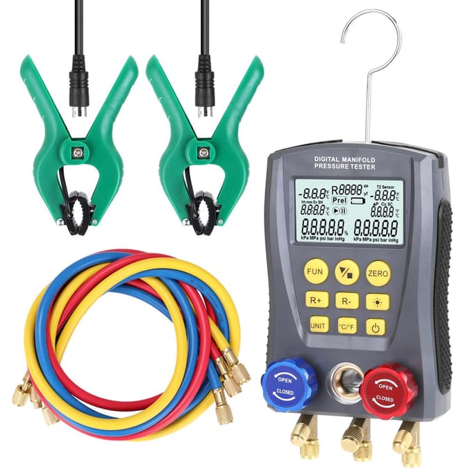 Manomètre de réfrigération numérique, testeur de collecteur de pression sous vide, compteur de chauffage, Ventilation et multicolore