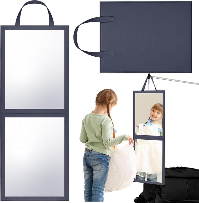 Uitklapbare Volledige Lengte Spiegel (85x34 cm) Hangend en Draagbaar voor Dans en Make-up
