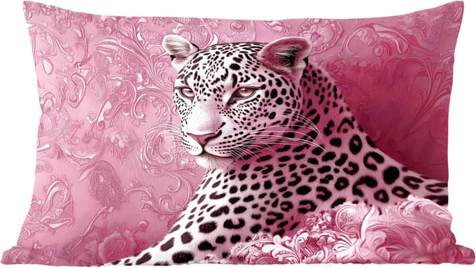 Sierkussens - Kussentjes Woonkamer - 50x30 cm - Panter - Luxe - Roze