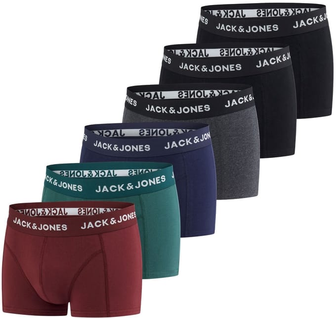 Jack & Jones Heren Boxershorts 6 Pack Basic Trunks Veelkleurig 4XL