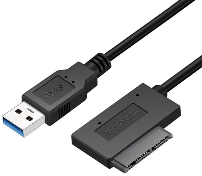 Allecto - USB 3.0 naar Micro SATA 7+9 Adapter Kabel - 10cm - 5Gbps Dataoverdracht