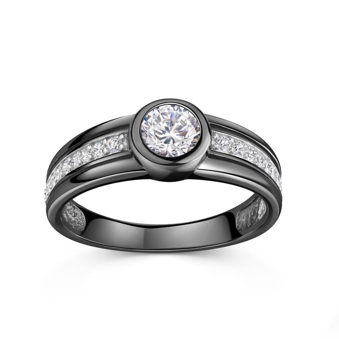 Celesta Silber Ring 925/- Sterling Silber rhodiniert/schwarz Zirkonia