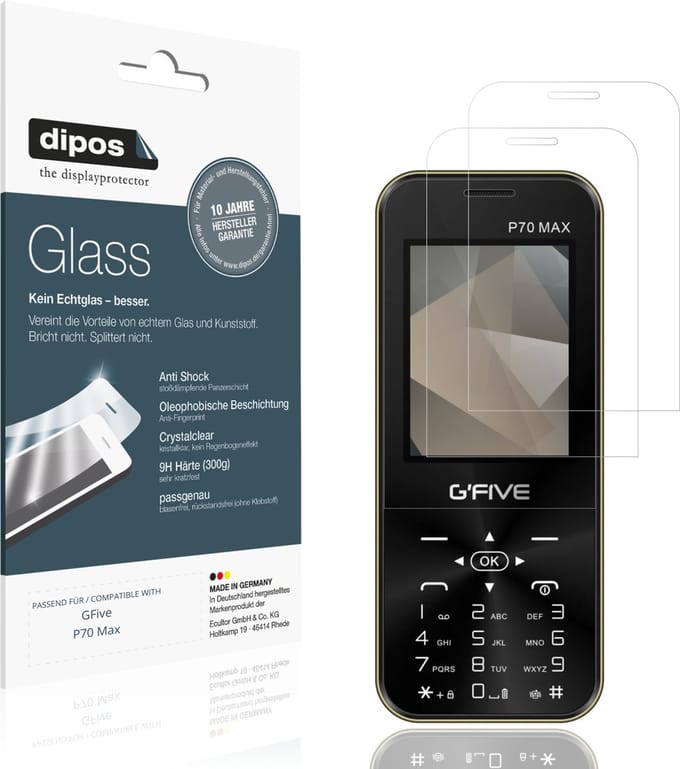 dipos – 2x Pantserfolie geschikt voor GFive P70 Max | 9H Screenprotector