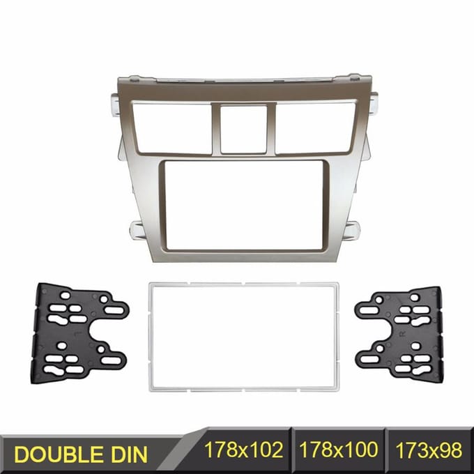 2DIN Voor Toyota Vios Yaris Sedan Belta Stereo Autoradio Frame Dashboard Trim Panel white