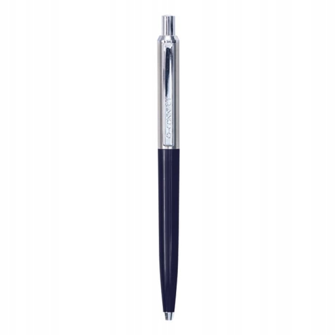 Q-Connect Prestige Balpen, 0,7 mm, Blauw/Zilver, Blauwe Inkt