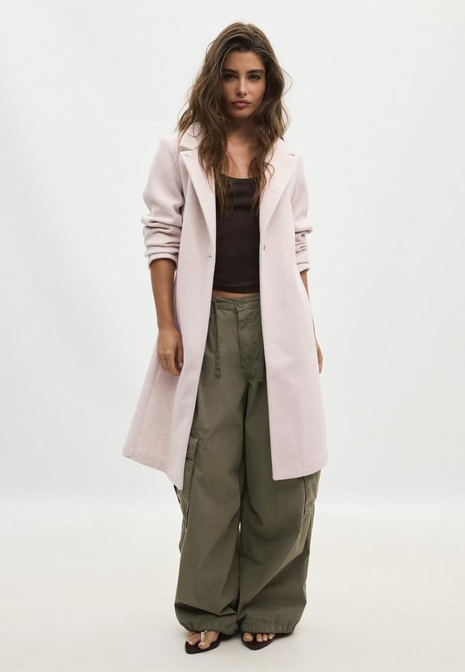 Stradivarius Basic jas met zachte touch  Ecru S