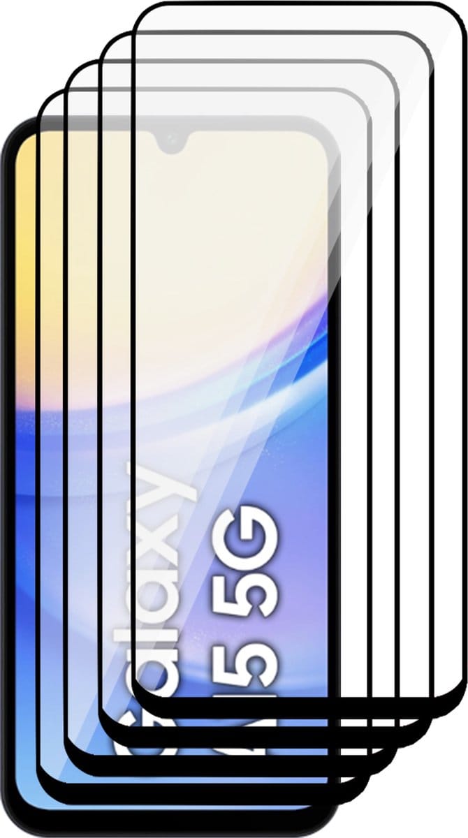 Screenprotector geschikt voor Samsung Galaxy A15 - 4x Volledig Dekkend Glas Screen Protector