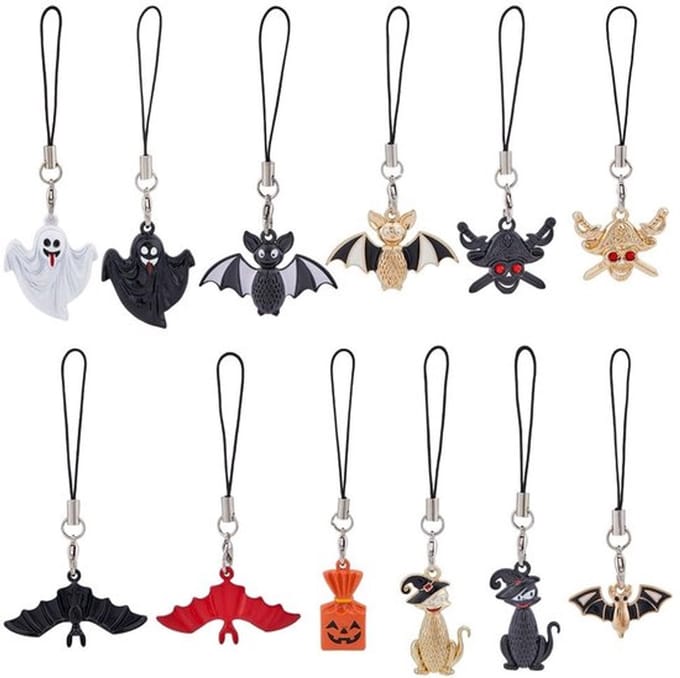 Allecto Halloween Telefoonbandjes - 12 stuks, Ghost, Pompoen