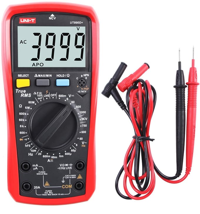 True RMS Voltmeter, Ampèremeter en Ohmmeter - AC/DC Stroom, Spanning, Weerstand, Frequentie, Continuïteit en Capaciteit Tester