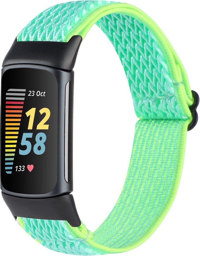 Nylon bandje - geschikt voor Fitbit Charge 5 / Charge 6 - fluoriserend