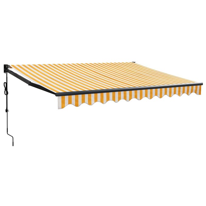 vidaXL - Uitschuifbare - luifel - Geel - en - Wit - met - Antraciet - Frame
