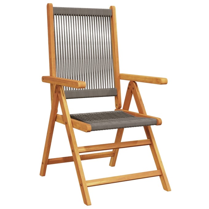 vidaXL - Verstelbare - klapstoelen, - 4 - stuks, - grijs, - massief - acaciahout