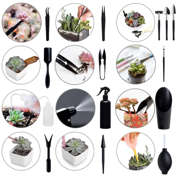 15 STUKS Zware Tuingereedschap Mini Tuinieren Handgereedschap Set Tuingereedschap Set Tuincadeaus zwart