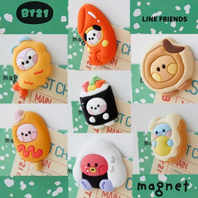 BT21 Minini Bunsik Magneet 7 Karakters (8 Opties) 7 Kinds SET