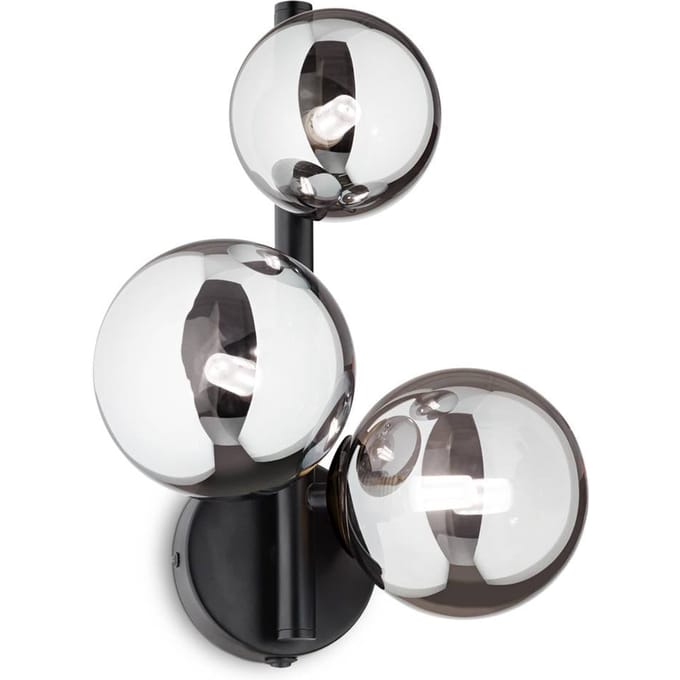 IDEAL LUX wandlamp Perlage zwart/rookgrijs, 3-lamps