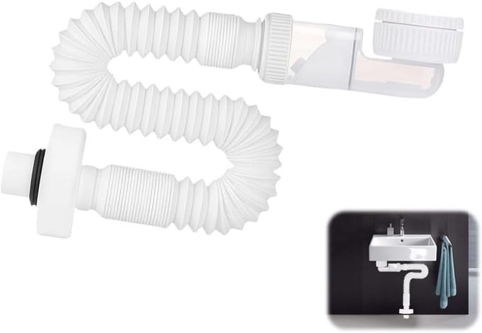 Ruimtebesparende Flexibele Sifon 1 1/4 Inch voor Wastafel - Geurdicht en Verstelbaar