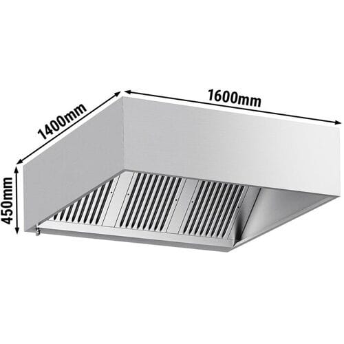 GGM Gastro Kastenhaube - 1600mm - mit Filter & Lampe Zilver