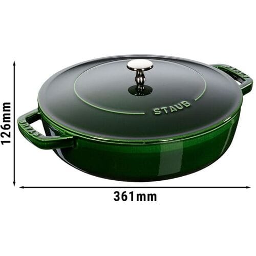 STAUB BRAISERS - Sauteerpan met Chistera Drop Structure - 280mm - Gietijzer - Basilicumgroen