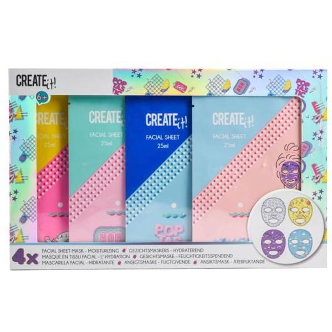 Create it! Poptastic Gezichtsmaskers 4-pack Opmaken en sieraden