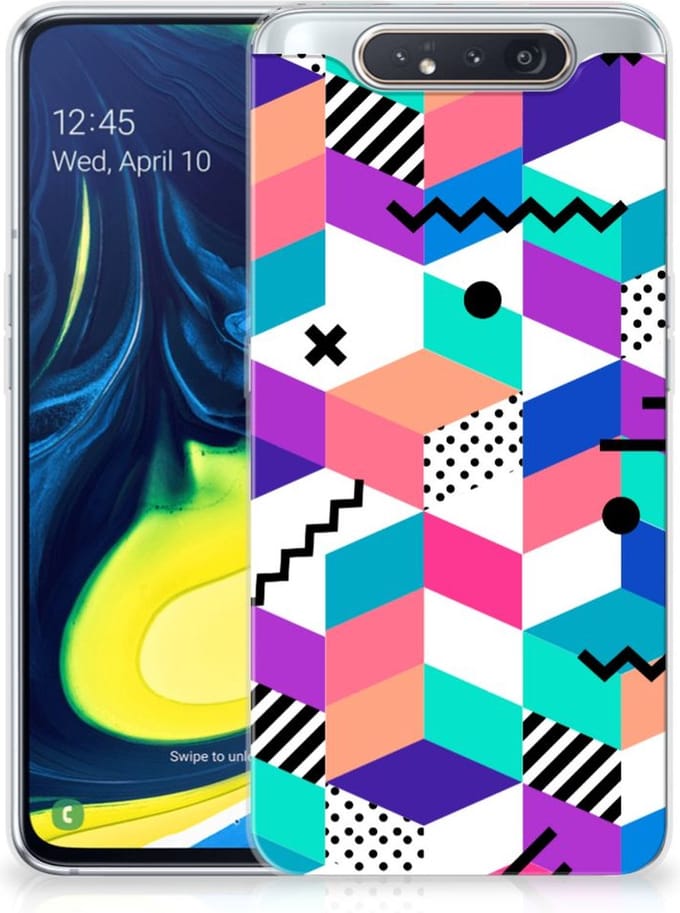 Samsung Galaxy A80 TPU Hoesje Blokken Kleurrijk