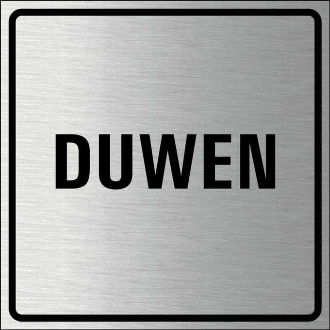 Duwen bordje, geborsteld aluminium 150 x 150 mm
