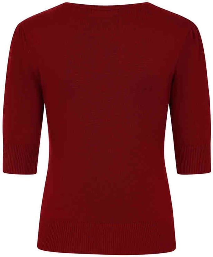 Banned - Grace Gebreide trui - S - Bordeaux rood