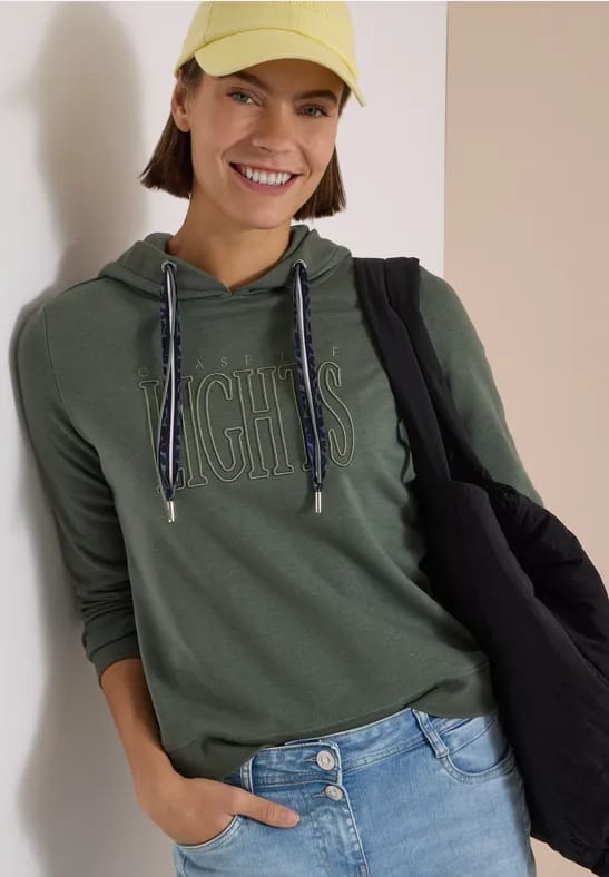 Sweatshirt met capuchon en opdruk