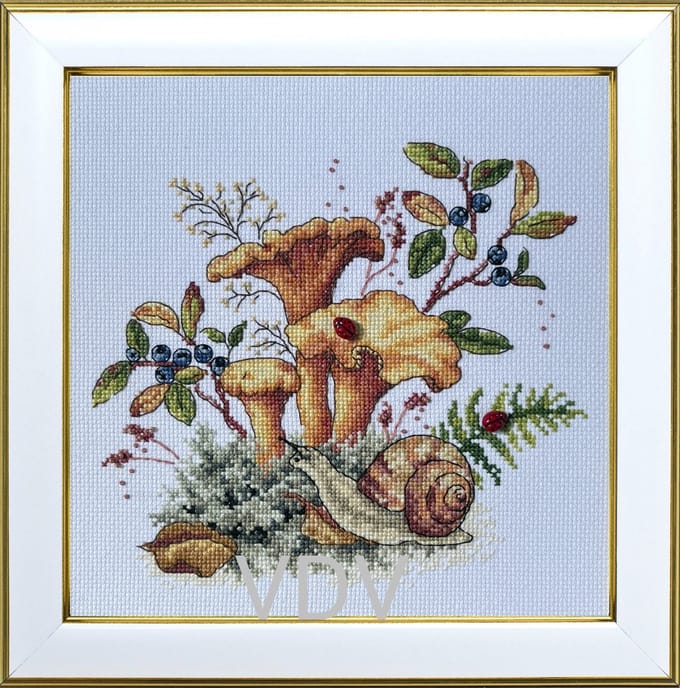 Borduurpakket VDV - Chanterelles - Cantharellen - met DMC garens