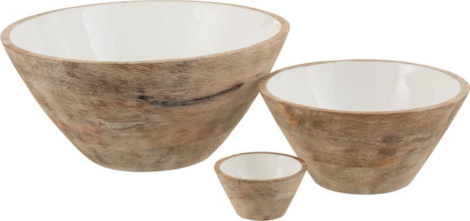 J-Line kom Mango - hout - wit/naturel - large
