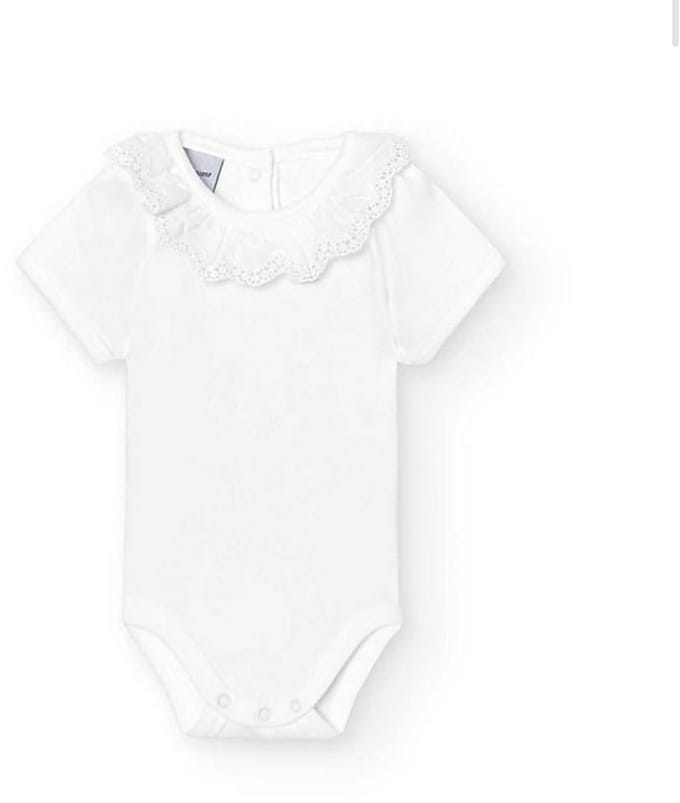Babidu Romper Kanten Kraag | 1198 | Wit | Korte Mouw | 0 maand | maat 50