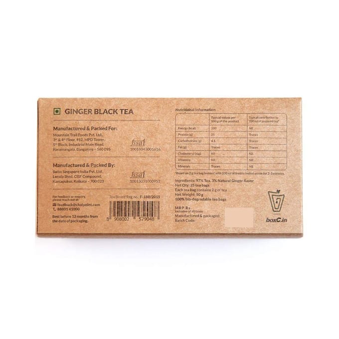 Thé noir au gingembre (25 paquets, 2 g), Thé noir au gingembre, Chai Point beige