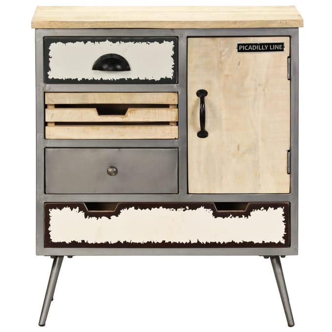 vidaXL - Dressoir - 65x33x76 - cm - massief - mangohout - en - staal