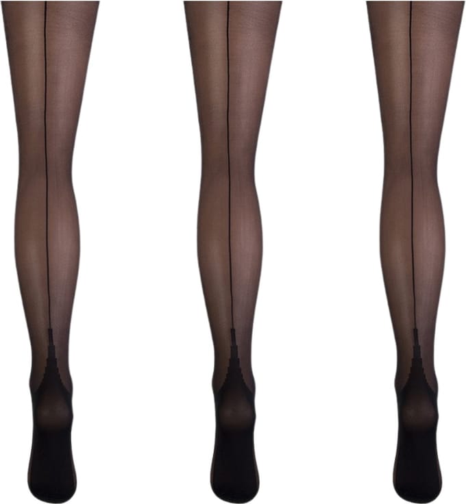 Marianne - Dames Panty met Lurex Naad - 20 Denier - 3-Pack - Maat S/M - Zwart