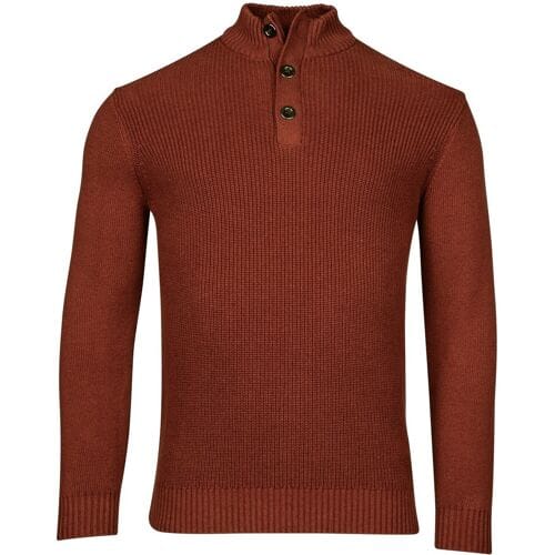 Baileys Trui Uni Color Half Zip Buttons Front Fisherman Rib Tight Knit Deep Red / male