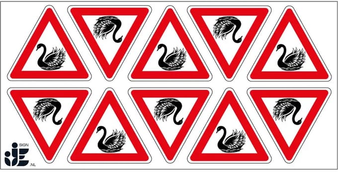 Pas op overstekende zwanen sticker | 5 cm - 10 stuks per vel