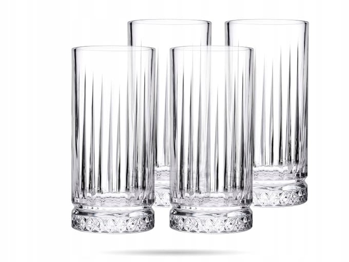Pasabahce Elysia hoge drinkglazen set 4-delig 365 ml vaatwasmachinebestendig geslepen