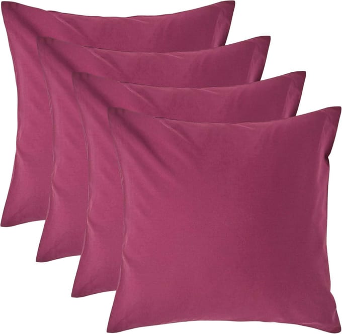 Homescapes Kussensloop 40x40 cm Set van 4 – Bordeaux – 100% Egyptisch Perkal Katoen – 200 TC