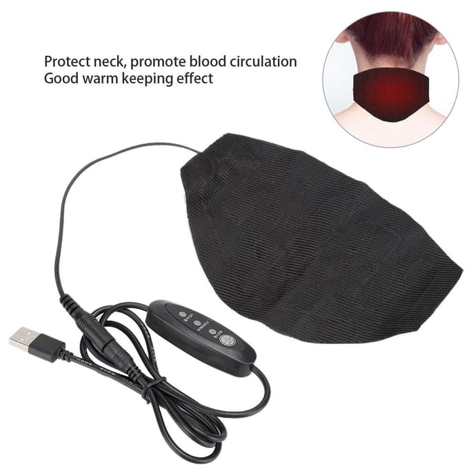 USB Draagbaar Elektrisch Verwarmingsdoek Wasbaar Verstelbaar Warm Houdend Nekverwarming Pad black