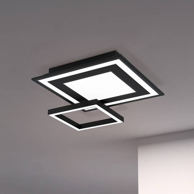 EGLO connect.z Savatarila-Z Smart Plafondlamp - 45 cm - Zwart/Wit - Instelbaar RGB & wit licht - Dimbaar - Zigbee