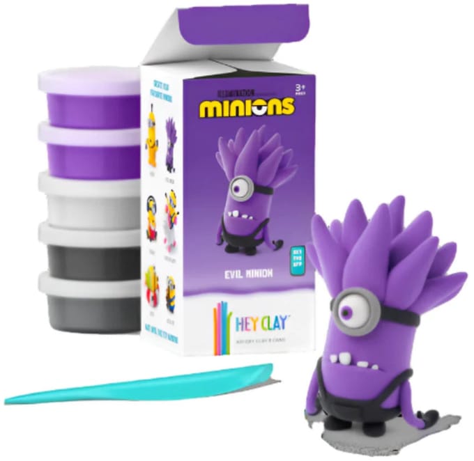 Hey Clay - interactieve speelklei - minions - 5 potjes - evil purple minion
