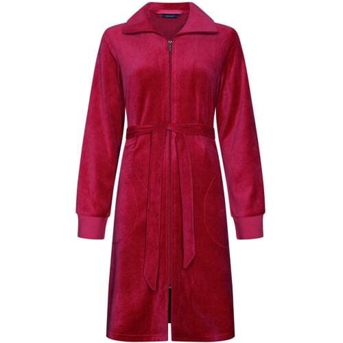 Badjas Pastunette Flow - Rood - Velour - Rits - Maat S