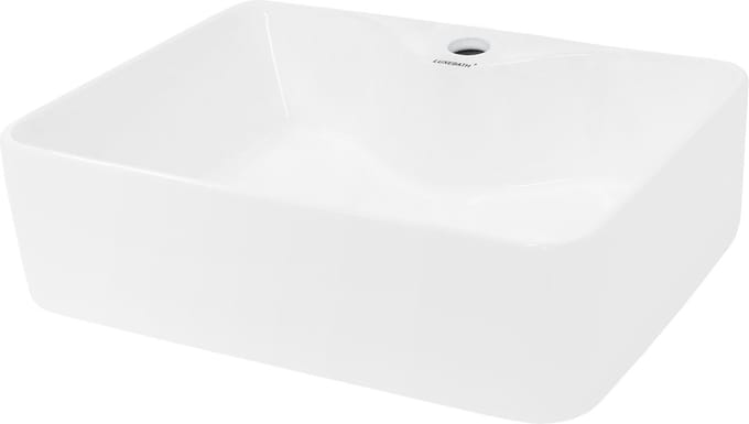 Vierkante wastafel zonder overloop 48x38x14 cm Wit keramiek LuxeBath
