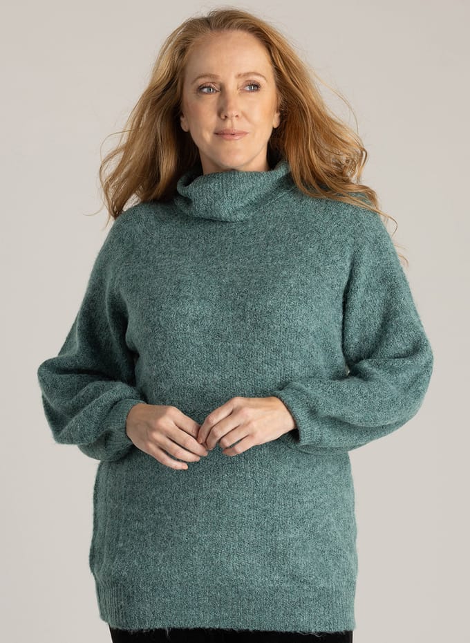 YEST CURVE Widia Essential Tops - Dark Mint/Melange - maat 0(46)