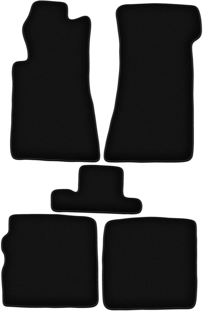 BASIC zwarte veloursmatten voor: Mercedes SL R107 lange fronten (1971-1989)