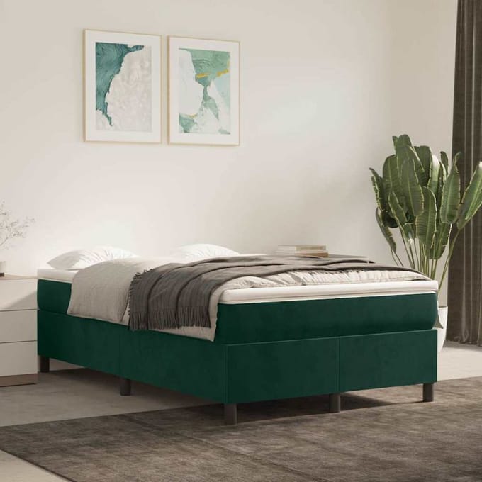 vidaXL - Boxspring - bed - 120x200 - cm - fluweel - donkergroen