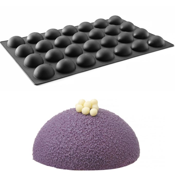 Moule en silicone pour pralines, mousses, pâtisseries, 600 x 395 mm, demi-cercle
