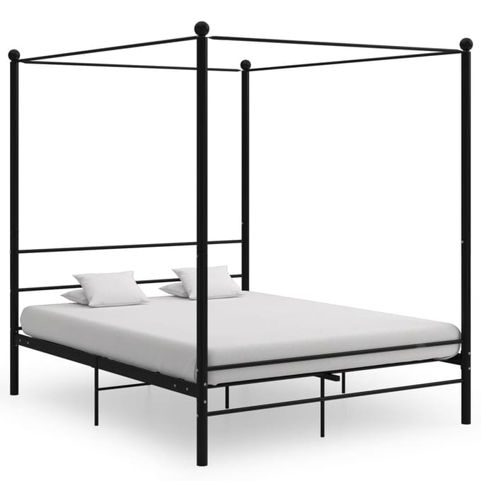 vidaXL - Hemelbedframe - metaal - zwart - 160x200 - cm